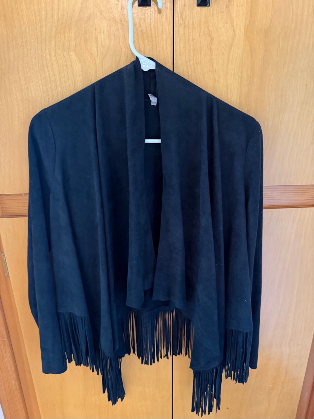 Black Fringe Open-Front Women's Jacket